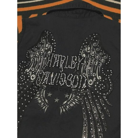 Harley-Davidson Zipper Shirt Medium Women, Rhinestone, Great Embroidery - Picture 2 of 7